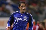 CARSON, CA - SEPTEMBER 27:  Herculez Gomez #21 of the Kansas City Wizards reacts to an off-sides call during their MLS match against CD Chivas USA at The Home Depot Center on September 27, 2008 in Carson, California. Chivas USA defeated the Wizards 2-1.  (Photo by Victor Decolongon/Getty Images)