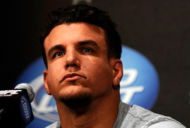NEW YORK - MARCH 24:  Frank Mir of Las Vegas, Nevada speaks at a press conference for UFC 111 at Radio City Music Hall on March 24, 2010 in New York City.  Mir will face Shane Carwin of Denver, Colorado in the INterim heavyweight title bout.  (Photo by Jeff Zelevansky/Getty Images)