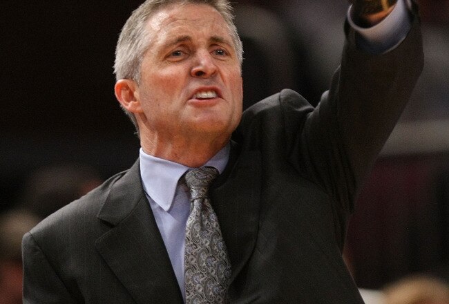 NEW YORK - APRIL 01:  Head coach of the Dayton Flyers, Brian Gregory watches on against the North Carolina Tar Heels during the 2010 NIT Championship Game at Madison Square Garden on April 1, 2010 in New York, New York.  (Photo by Nick Laham/Getty Images)