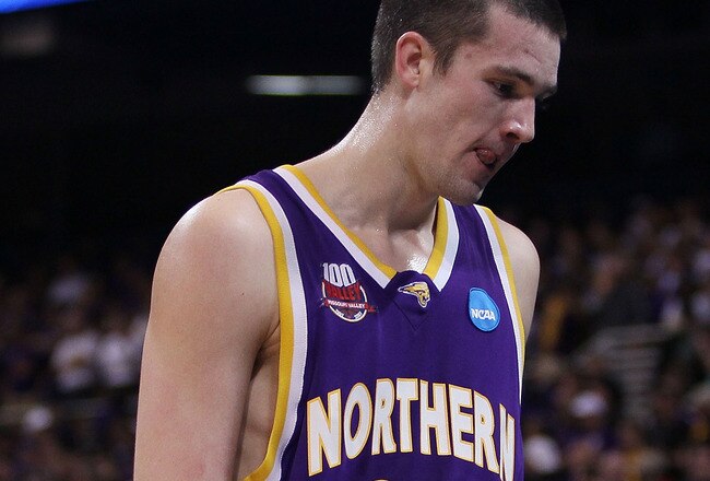 ST. LOUIS - MARCH 26:  Adam Koch #34 of the Northern Iowa Panthers walks off the court after losing to the Michigan State Spartans during the midwest regional semifinal of the 2010 NCAA men's basketball tournament at the Edward Jones Dome on March 26, 2010 in St. Louis, Missouri. Michigan State defeated Northern Iowa 59-52.  (Photo by Elsa/Getty Images)