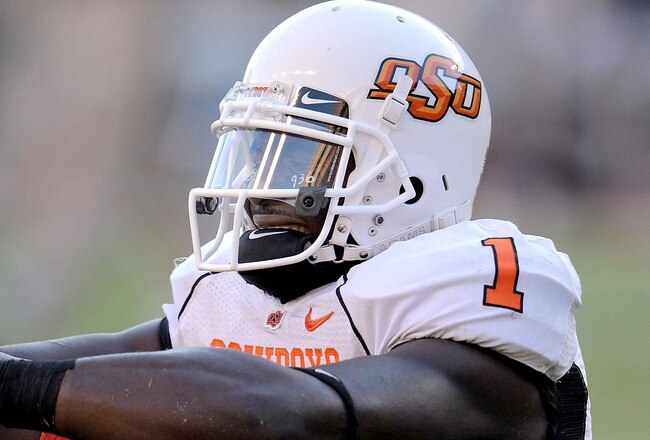 AUSTIN, TX - OCTOBER 25:  Wide receiver Dez Bryant #1 of the Oklahoma State Cowboys reacts after 24-28 loss against the Texas Longhorns at Texas Memorial Stadium on October 25, 2008 in Austin, Texas.  (Photo by Ronald Martinez/Getty Images)