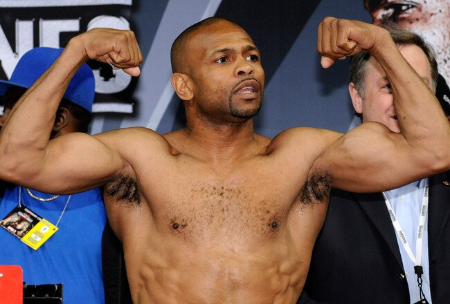 LAS VEGAS - APRIL 02:  Boxer Roy Jones Jr. poses during the official weigh-in for his bout against Bernard Hopkins at the Mandalay Bay Events Center April 2, 2010 in Las Vegas, Nevada. The two will meet in a light heavyweight bout on April 3 in Las Vegas.  (Photo by Ethan Miller/Getty Images)