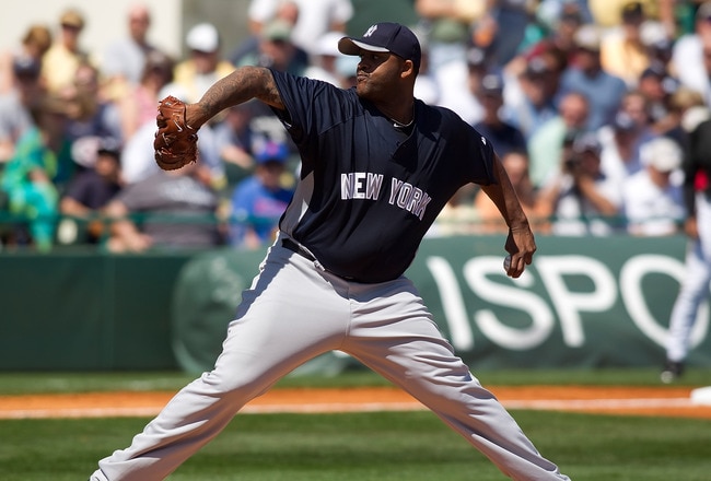 BRADENTON, FL - MARCH 14:  Pitcher C.C. Sabathia #52 of the New York Yankees pitches against the Pittsburgh Pirates during a Grapefruit League Spring Training Game at McKechnie Field on March 14, 2010 in Bradenton, Florida.  (Photo by J. Meric/Getty Images)