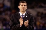 INDIANAPOLIS - APRIL 03:  Head coach Brad Stevens of the Butler Bulldogs reacts in the second half while taking on the Michigan State Spartans during the National Semifinal game of the 2010 NCAA Division I Men's Basketball Championship on April 3, 2010 in Indianapolis, Indiana.  (Photo by Andy Lyons/Getty Images)