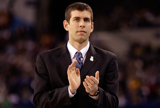 INDIANAPOLIS - APRIL 03:  Head coach Brad Stevens of the Butler Bulldogs reacts in the second half while taking on the Michigan State Spartans during the National Semifinal game of the 2010 NCAA Division I Men's Basketball Championship on April 3, 2010 in Indianapolis, Indiana.  (Photo by Andy Lyons/Getty Images)