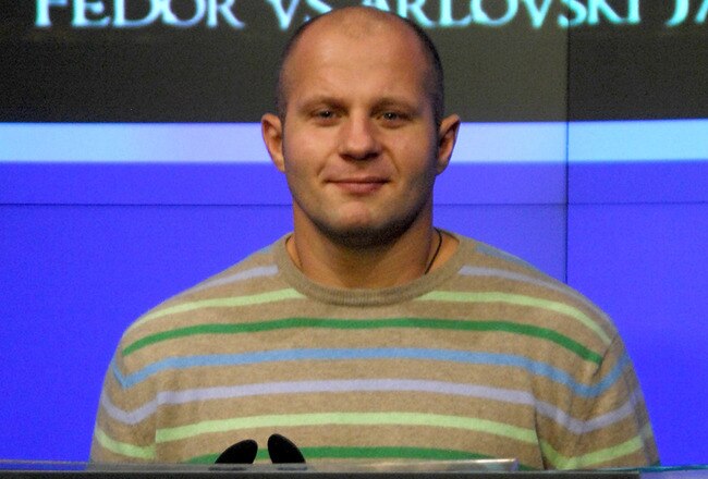 NEW YORK - JANUARY 20:  Fedor Vladimirovich Emelianenko, heavyweight mixed martial artist and current World Alliance of Mixed Martial Arts heavyweight champion rings the NASDAQ opening bell at NASDAQ in Times Square on January 20, 2009 in New York City.  (Photo by Joe Corrigan/Getty Images)