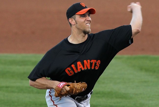 SURPRISE, AZ - MARCH 15:  Starting pitcher Madison Bumgarner #40 of the San Francisco Giants pitches against the Texas Rangers during the MLB spring training game at Surprise Stadium on March 15, 2010 in Surprise, Arizona.  The Giants defeated the Rangers 8-5.  (Photo by Christian Petersen/Getty Images)