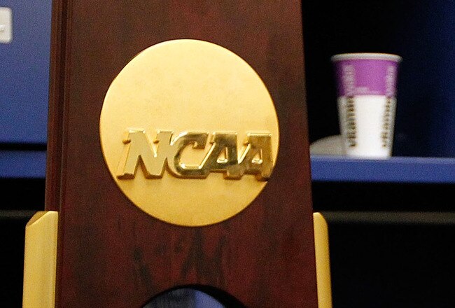 INDIANAPOLIS - APRIL 05:  The national championship trophy sits in the Duke Blue Devils locker room after the Blue Devils won 61-59 against the Butler Bulldogs during the 2010 NCAA Division I Men's Basketball National Championship game at Lucas Oil Stadium on April 5, 2010 in Indianapolis, Indiana.  (Photo by Kevin C. Cox/Getty Images)