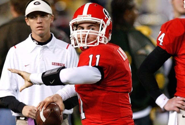 ATLANTA - NOVEMBER 28:  Backup quarterback Aaron Murray #11 of the Georgia Bulldogs against the Georgia Tech Yellow Jackets at Bobby Dodd Stadium on November 28, 2009 in Atlanta, Georgia.  (Photo by Kevin C. Cox/Getty Images)