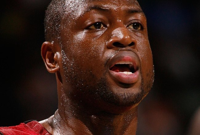 NEW ORLEANS - DECEMBER 30:  Dwyane Wade #3 of the Miami Heat talks during the game against the New Orleans Hornets at New Orleans Arena on December 30, 2009 in New Orleans, Louisiana.  NOTE TO USER: User expressly acknowledges and agrees that, by downloading and/or using this Photograph, User is consenting to the terms and conditions of the Getty Images License Agreement.  (Photo by Chris Graythen/Getty Images)