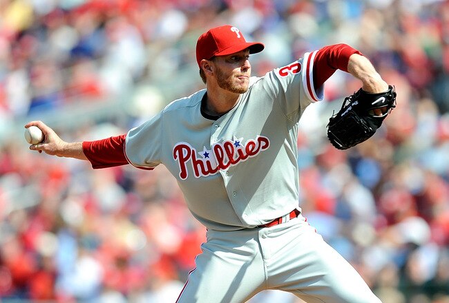 WASHINGTON - APRIL 05:  Roy Halladay #34 of the Philadelphia Phillies pitches against the Washington Nationals on Opening Day at Nationals Park on April 5, 2010 in Washington, DC.  (Photo by Greg Fiume/Getty Images)