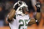 CINCINNATI - JANUARY 9:  Safety Kerry Rhodes #25 of the New York Jets reacts after a play in the fourth quarter of the 2010 AFC wild-card playoff game against the Cincinnati Bengals at Paul Brown Stadium on January 9, 2010 in Cincinnati, Ohio. (Photo by Andy Lyons/Getty Images)