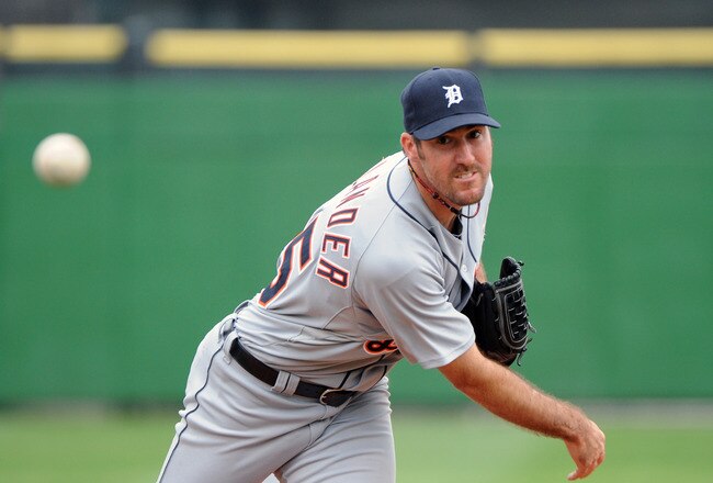 CLEARWATER, FL - MARCH 11: Pitcher Justin Verlander #35 of the Detroit Tigers starts against the Philadelphia Phillies March 11, 2010 at the Bright House Field in Clearwater, Florida. (Photo by Al Messerschmidt/Getty Images)