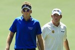 AUGUSTA, GA - APRIL 06:  Ian Poulter of England and Lee Westwood of England walk together during a practice round prior to the 2010 Masters Tournament at Augusta National Golf Club on April 6, 2010 in Augusta, Georgia.  (Photo by David Cannon/Getty Images)