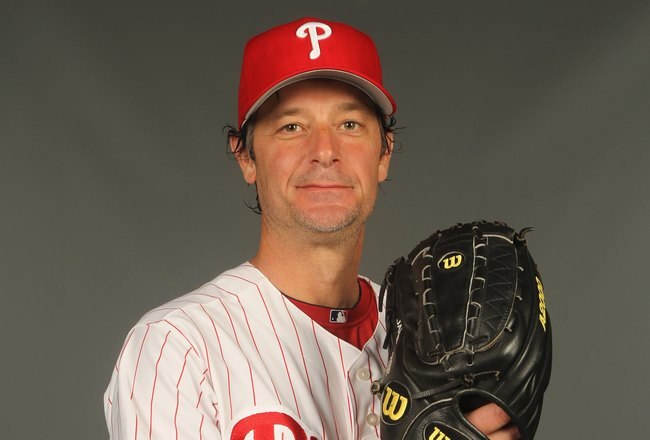 CLEARWATER, FL - FEBRUARY 24:  Jamie Moyer #50 of the Philadelphia Phillies poses for a photo during Spring Training Media Photo Day at Bright House Networks Field on February 24, 2010 in Clearwater, Florida.  (Photo by Nick Laham/Getty Images)