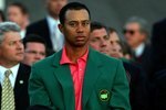 AUGUSTA, GA - APRIL 09:  Tiger Woods sits at the green jacket presentation before presenting Mickelson with the green jacket for winning The Masters at the Augusta National Golf Club after the final round on April 9, 2006 in Augusta, Georgia.  Mickelson won with the score seven under.  (Photo by Andrew Redington/Getty Images)