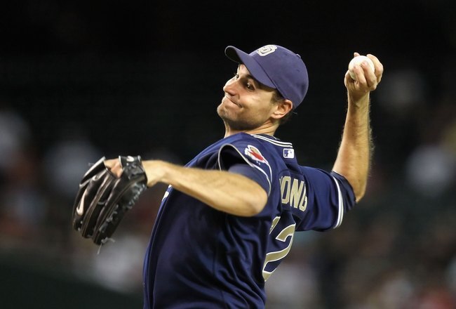 PHOENIX - APRIL 06:  Starting pitcher Chris Young #32 of the San Diego Padres pitches against the Arizona Diamondbacks during the major league baseball game at Chase Field on April 6, 2010 in Phoenix, Arizona.  The Padres defeated the Diamondbacks 6-3.  (Photo by Christian Petersen/Getty Images)
