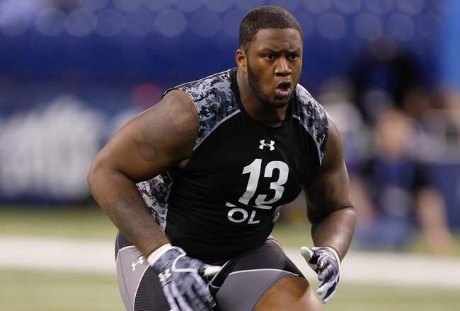 INDIANAPOLIS, IN - FEBRUARY 27: Offensive lineman Anthony Davis of Rutgers runs during the NFL Scouting Combine presented by Under Armour at Lucas Oil Stadium on February 27, 2010 in Indianapolis, Indiana. (Photo by Scott Boehm/Getty Images)