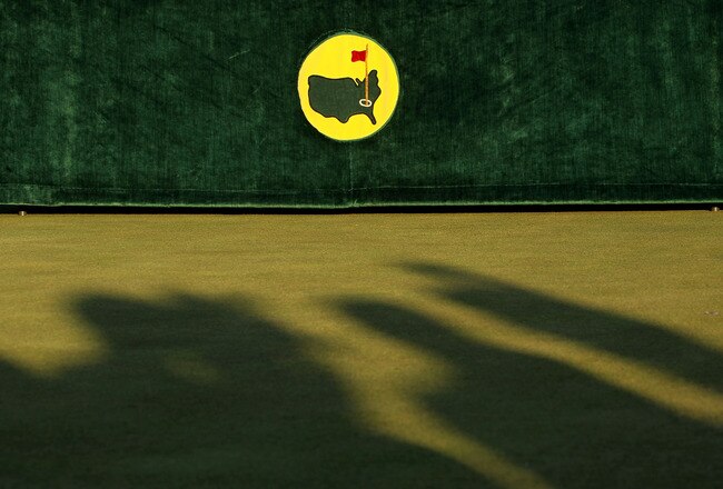 AUGUSTA, GA - APRIL 11:  A Masters logo is seen during the green jacket presentation after the final round of the 2010 Masters Tournament at Augusta National Golf Club on April 11, 2010 in Augusta, Georgia.  (Photo by Jamie Squire/Getty Images)