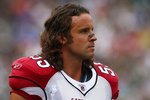 EAST RUTHERFORD, NJ - SEPTEMBER 28:  Travis LaBoy #55 of the Arizona Cardinals looks up field during the game against the New York Jets on September 28, 2008 at Giants Stadium in East Rutherford, New Jersey. The Jets won 56-35. (Photo by Chris McGrath/Getty Images) 