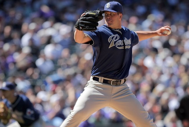DENVER - APRIL 09:  Starting pitcher Clayton Richard #33 of the San Diego Padres delivers against the Colorado Rockies during MLB action on Opening Day at Coors Field on April 9, 2010 in Denver, Colorado. Richard collected the loss as the Rockies defeated the Padres 7-0.  (Photo by Doug Pensinger/Getty Images)