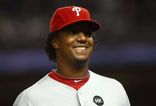 NEW YORK - OCTOBER 29:  Starting pitcher Pedro Martinez #45 of the Philadelphia Phillies comes out of the game in the seventh inning against the New York Yankees in Game Two of the 2009 MLB World Series against at Yankee Stadium on October 29, 2009 in the Bronx borough of New York City.  (Photo by Chris McGrath/Getty Images)