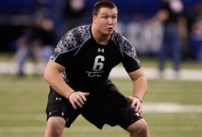 INDIANAPOLIS, IN - FEBRUARY 27: Offensive lineman Bryan Bulaga of Iowa runs during the NFL Scouting Combine presented by Under Armour at Lucas Oil Stadium on February 27, 2010 in Indianapolis, Indiana. (Photo by Scott Boehm/Getty Images)