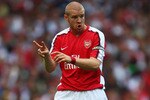 LONDON - AUGUST 02:  Philippe Senderos of Arsenal gestures during the pre-season friendly match between Arsenal and Juventus during the Emirates Cup at the Emirates Stadium on August 2, 2008 in London, England.  (Photo by Jamie McDonald/Getty Images)