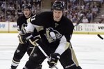 PITTSBURGH, PA - APRIL 6:  Jordan Staal #11 of the Pittsburgh Penguins takes a shot on goal against the Washington Capitals at Mellon Arena on April 6, 2010 in Pittsburgh, Pennsylvania.  The Capitals defeated the Penguins 6-3.  (Photo by Justin K. Aller/Getty Images)