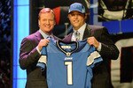 NEW YORK - APRIL 25:  NFL Commissioner Roger Goodell stands with Detroit Lions #1 draft pick Matthew Stafford at  Radio City Music Hall for the 2009 NFL Draft on April 25, 2009 in New York City  (Photo by Jeff Zelevansky/Getty Images)