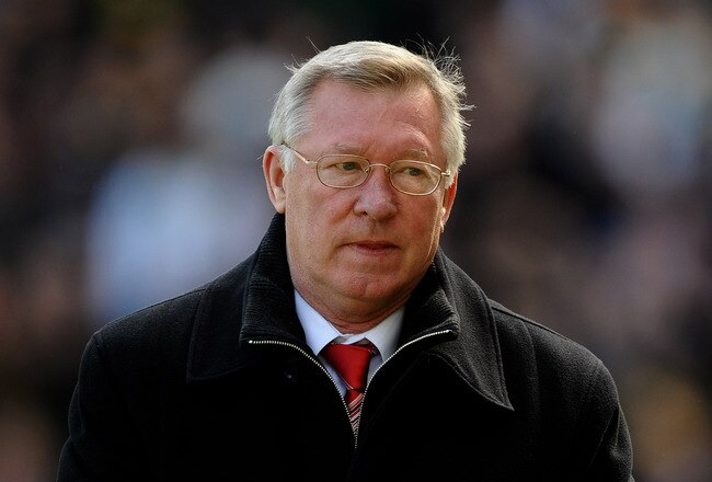 BLACKBURN, ENGLAND - APRIL 11:  Sir Alex Ferguson of Manchester United looks pensive during the Barclays Premier League Match between Blackburn Rovers and Manchester United at Ewood Park on April 11, 2010 in Blackburn, England.  (Photo by Laurence Griffiths/Getty Images)