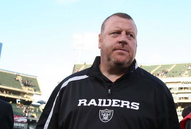 OAKLAND, CA - JANUARY 03:  Head coach Tom Cable of the Oakland Raiders walks off the field after losing to the Baltimore Ravens during an NFL game at Oakland-Alameda County Coliseum on January 3, 2010 in Oakland, California.  (Photo by Jed Jacobsohn/Getty Images)