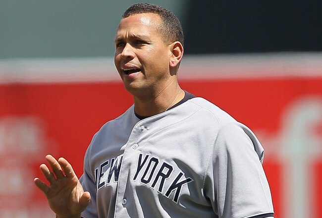 OAKLAND, CA - APRIL 22:  Alex Rodriguez #13 of the New York Yankees gestures towards the Oakland Athletics dugout during a verbal altercation with pitcher Dallas Braden #51 of the Oakland Athletics in the sixth inning at the Oakland-Alameda County Coliseum April 22, 2010 in Oakland, California. The Athletics defeated the Yankees 4-2.  (Photo by Justin Sullivan/Getty Images)