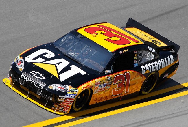 TALLADEGA, AL - APRIL 23:  Jeff Burton drives the #31 Caterpillar Chevrolet during practice for the NASCAR Sprint Cup Series Aaron's 499 at Talladega Superspeedway on April 23, 2010 in Talladega, Alabama.  (Photo by Todd Warshaw/Getty Images for NASCAR)