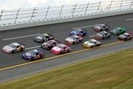 TALLADEGA, AL - OCTOBER 05:  Scott Speed, driver of the #21 Red Bull Toyota, leads a group of car during the ARCA RE/MAX Series 250 at Talladega Superspeedway on October 5, 2007 in Talladega, Alabama.  (Photo by Chris Graythen/Getty Images)