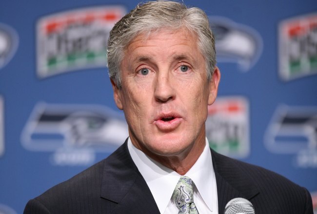 RENTON, WA - JANUARY 12:  Pete Carroll answers questions at a press conference announcing his hiring as the new head coach of the Seattle Seahawks on January 12, 2010 at the Seahawks training facility in Renton, Washington. (Photo by Otto Greule Jr/Getty Images)