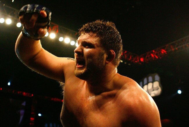 UNCASVILLE, CT - DECEMBER 29:  Roy Nelson celebrates after defeating Antoine Jaoude for their Heavyweight bout presented by the International Fighting League World Grand Prix at the Mohegan Sun Arena December 29, 2007 in Uncasville, Connecticut.  (Photo by Jim Rogash/Getty Images for IFL)