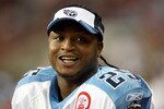 HOUSTON - NOVEMBER 23:  Running back LenDale White #25 of the Tennessee Titans smiles during the game with the Houston Texans on November 23, 2009  at Reliant Stadium in Houston, Texas.  (Photo by Stephen Dunn/Getty Images)