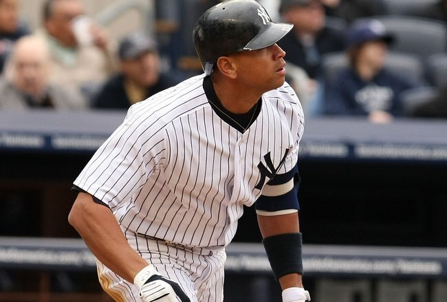 BRONX, NY - APRIL 17:  Alex Rodriguez #13 of The New York Yankees hits a home run against The Texas Rangers during their game on April 17, 2010 at Yankee Stadium in the Bronx Borough of New York.  (Photo by Al Bello/Getty Images)