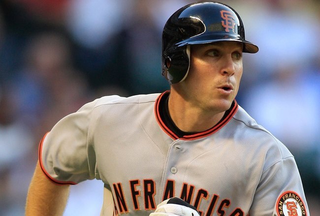 HOUSTON - APRIL 05:  John Bowker #20 of the San Francisco Giants of the Houston Astros on Opening Day at Minute Maid Park on April 5, 2010 in Houston, Texas.  (Photo by Chris Graythen/Getty Images)