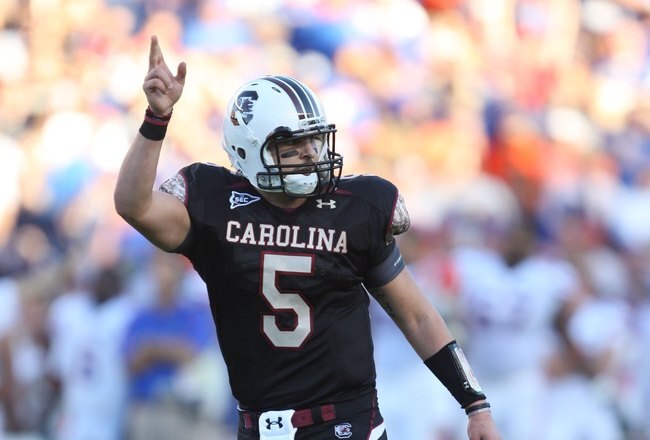 COLUMBIA, SC - NOVEMBER 14:  Stephen Garcia #5 of the South Carolina Gamecocks walks on the field during the game against the Florida Gators at Williams-Brice Stadium on November 14, 2009 in Columbia, South Carolina. (Photo by Streeter Lecka/Getty Images)