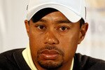 CHARLOTTE, NC - APRIL 28:  Tiger Woods speaks with the media prior to the start of the 2010 Quail Hollow Championship at the Quail Hollow Club on April 28, 2010 in Charlotte, North Carolina.  (Photo by Scott Halleran/Getty Images)