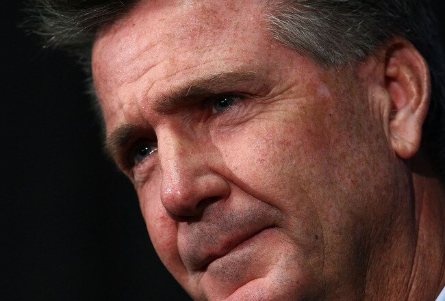 ASHBURN, VA - JANUARY 04:  Washington Redskins General Manager Bruce Allen speaks during a press conference on the dismissal of Head Coach Jim Zorn at Redskins Park January 4, 2010 in Ashburn, Virginia. During the press conference Allen said, 'Last place 2 years in a row is not Redskin football.'  (Photo by Win McNamee/Getty Images)