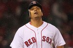 BOSTON - APRIL 17:  Victor Martinez #41of the Boston Red Sox reacts against the Tampa Bay Rays at Fenway Park on April 17, 2010 in Boston, Massachusetts. (Photo by Jim Rogash/Getty Images)