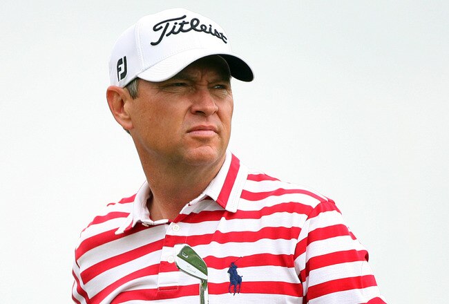 HUMBLE, TX - APRIL 1: Davis Love III watches his tee shot on the second hole during the first round of the Shell Houston Open at Redstone Golf Club on April 1, 2010 in Humble, Texas. (Photo by Hunter Martin/Getty Images)