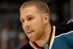 SAN JOSE, CA - APRIL 29:  Joe Pavelski #8 of the San Jose Sharks warms up before their game against the Detroit Red Wings in Game One of the Western Conference Semifinals during the 2010 NHL Stanley Cup Playoffs at HP Pavilion on April 29, 2010 in San Jose, California.  (Photo by Ezra Shaw/Getty Images)
