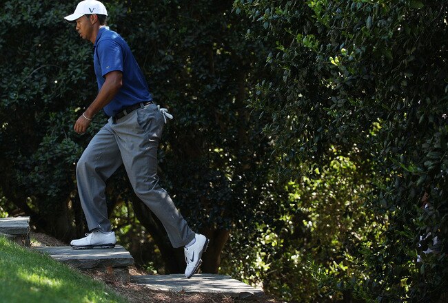 CHARLOTTE, NC - APRIL 30:  Tiger Woods walks to the 14th tee during the second round of the 2010 Quail Hollow Championship at the Quail Hollow Club on April 30, 2010 in Charlotte, North Carolina.  (Photo by Scott Halleran/Getty Images)