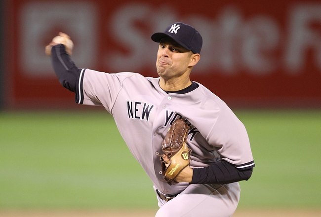 OAKLAND, CA - APRIL 20:  Javier Vazquez #31 of the New York Yankees pitches against the Oakland Athletics during an MLB game at the Oakland-Alameda County Coliseum on April 20, 2010 in Oakland, California.  (Photo by Jed Jacobsohn/Getty Images)