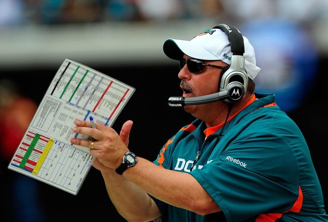 JACKSONVILLE, FL - DECEMBER 13:  Head coach Tony Sparano of the Miami Dolphins watches the play during the game against the Jacksonville Jaguars at Jacksonville Municipal Stadium on December 13, 2009 in Jacksonville, Florida.  (Photo by Sam Greenwood/Getty Images)