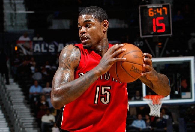 ATLANTA - DECEMBER 02:  Amir Johnson #15 of the Toronto Raptors against the Atlanta Hawks at Philips Arena on December 2, 2009 in Atlanta, Georgia.  NOTE TO USER: User expressly acknowledges and agrees that, by downloading and/or using this Photograph, User is consenting to the terms and conditions of the Getty Images License Agreement.  (Photo by Kevin C. Cox/Getty Images)